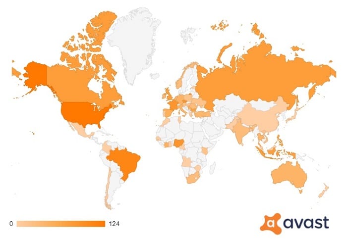 El mapa de calor global sobre phishing relacionados con las criptomonedas